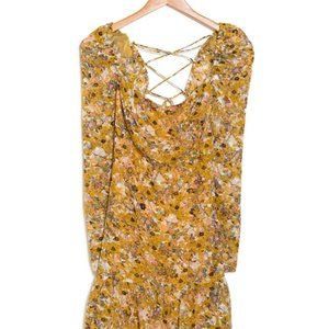 Long Sleeve Cowl Neck Open Lace-up Back Mini Dress